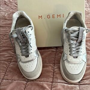 M. Gemi White and Silver Sneakers
